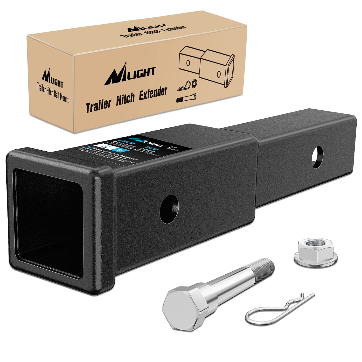 Nilight Trailer Hitch Extender 7 inch Extension Length Fits for 2