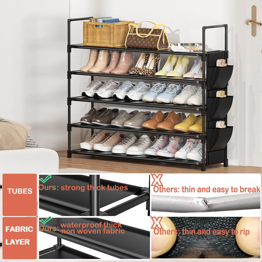 Shoe Rack 5 Tier Shoe Organizer Shoe Storage 20-25 Pairs for Closet Entryway Shoes Holder Space Saving Tall Shoes Shelf for Bedroom Garage Door 🍁 All In One Marketplace Canada