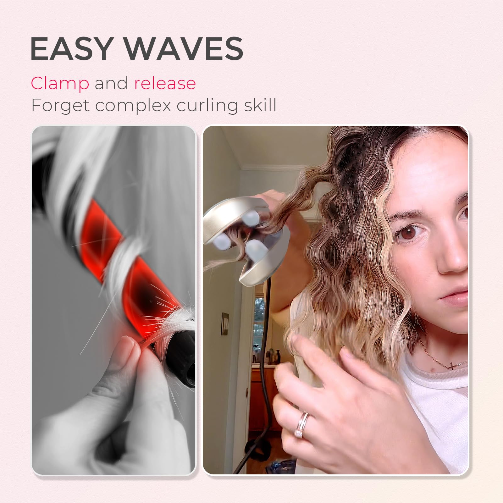 TYMO ROVY Hair Waver Curling Iron, 3-Barrel Ionic Hair Curler with 9 Heat Settings, Beach Waves Crimper for Women, Travel-Friendly, Anti-Scald, Fast Heating, Easy to Use, Elegant Gold, 1 Inch 🍁 All In One Marketplace Canada