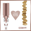 Conair CD704C Double Ceramic Triple Barrel Curl Styling Waver, Deep waves, Long lasting nautral tight waves for all hair lengths, Turbo Heat® – up to 68°F (20C) burst of heat, White/ Rose Gold 🍁 All In One Marketplace Canada