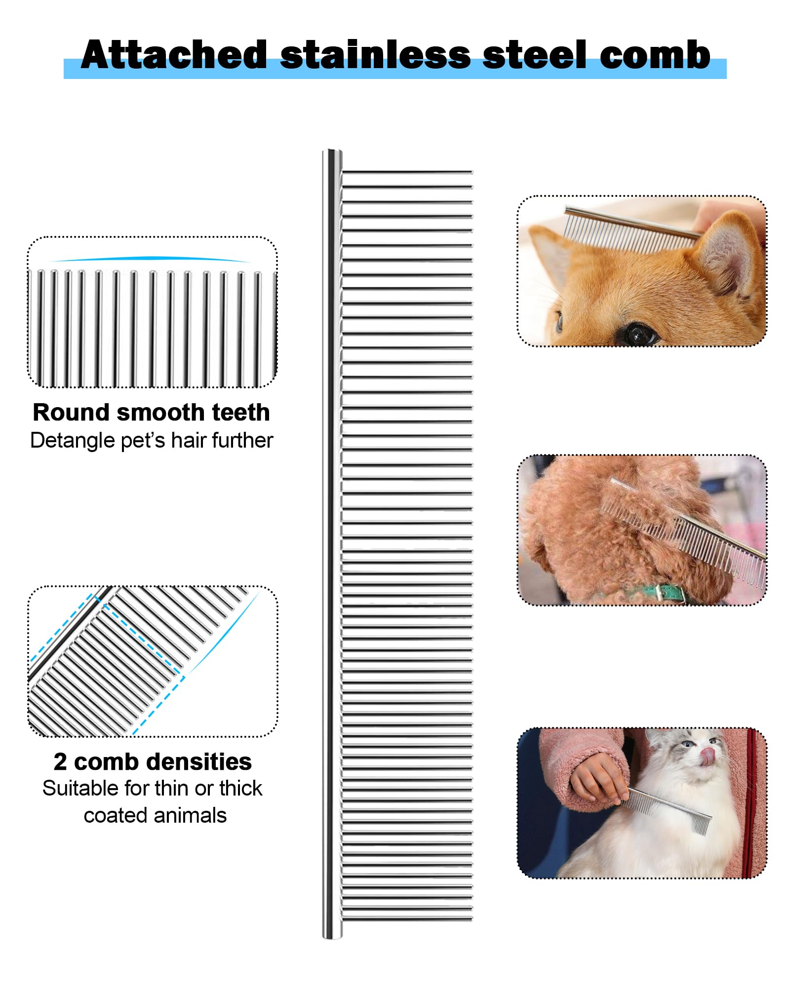 Dog and Cat Brush for Shedding and Dematting - Deshedding Undercoat Rake for Long Haired Dogs and Cats, Double Sided Pet Grooming Brush with Steel Comb, Blue 🍁 All In One Marketplace Canada