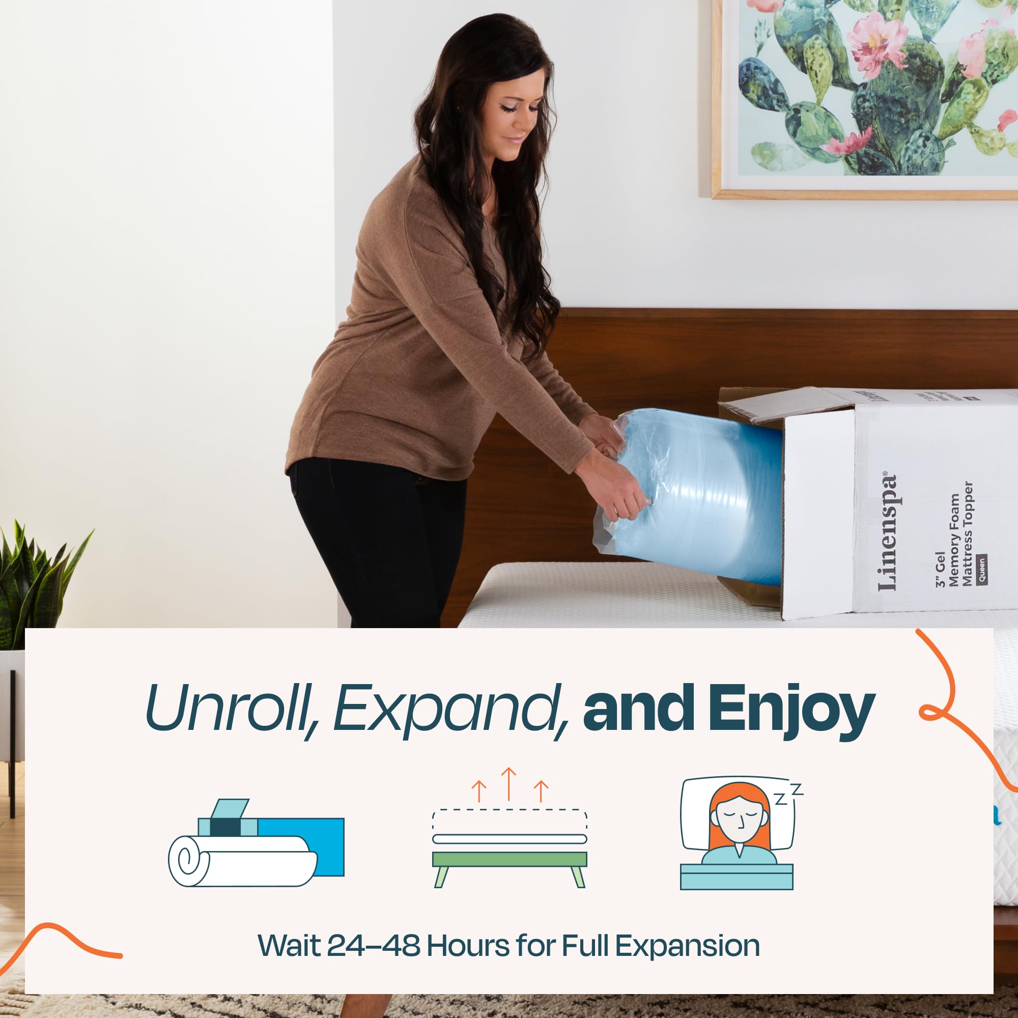 Linenspa 3 Inch Memory Foam Mattress Topper, Gel Infused Full Mattress Topper, CertiPUR-US Certified 🍁 All In One Marketplace Canada