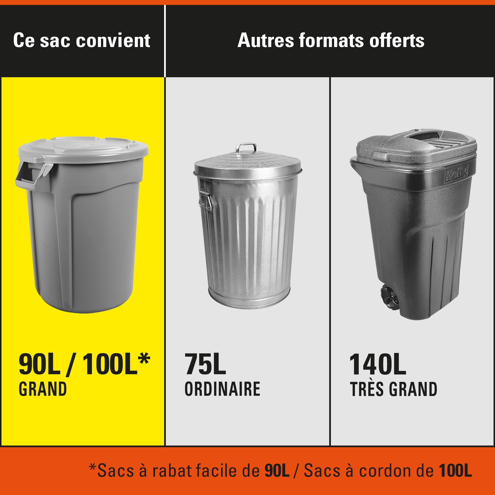 Hefty™ Garbage Bags, Value Pack Large 90 Litres Black, Drawstring, 80 Bags, Fits simplehuman code X 🍁 All In One Marketplace Canada
