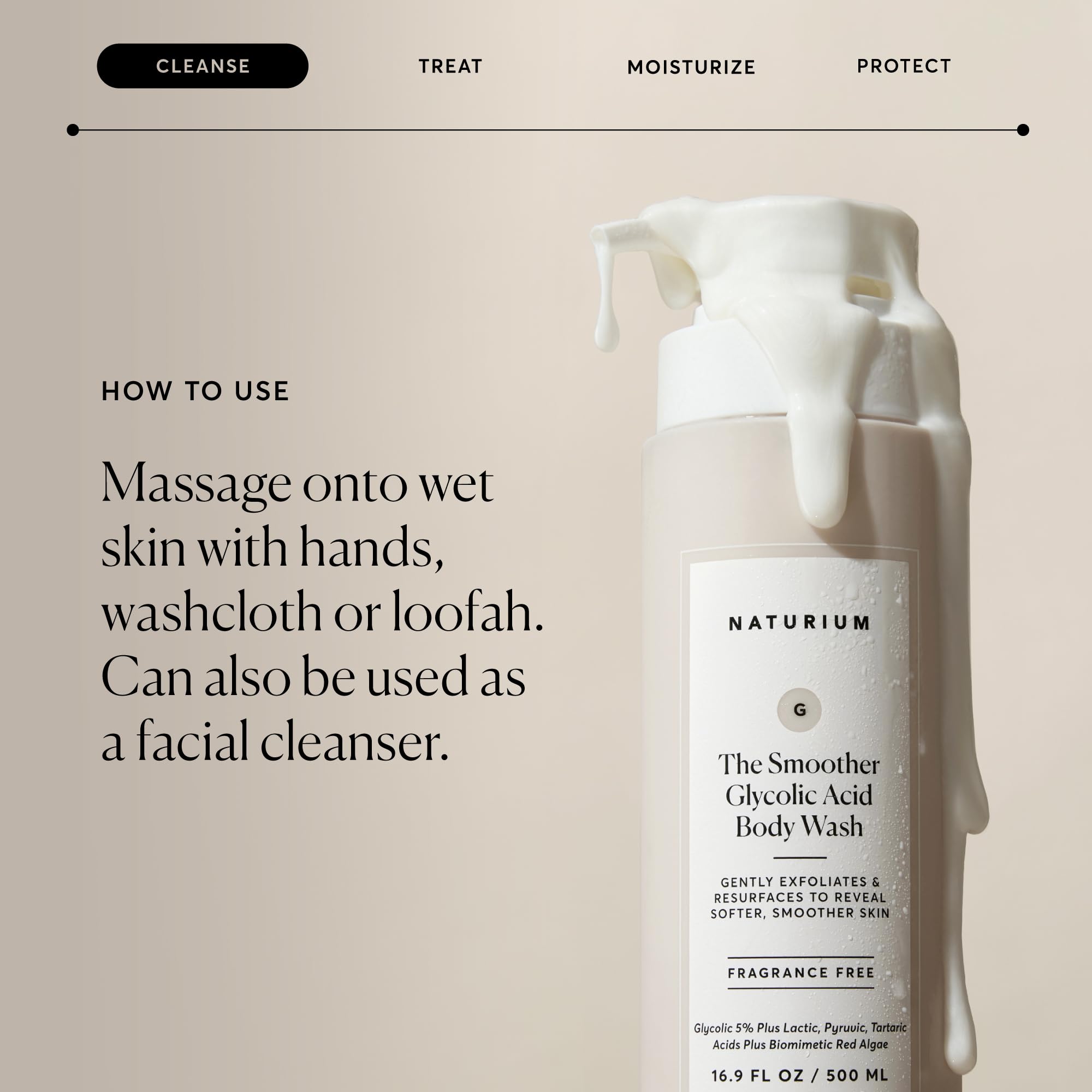 Naturium The Smoother Glycolic Acid Exfoliating Body Wash | With an AHA Blend of Glycolic & Lactic Acids, For Rough, Uneven Skin | 16.9 FL OZ / 500 ml 🍁 All In One Marketplace Canada