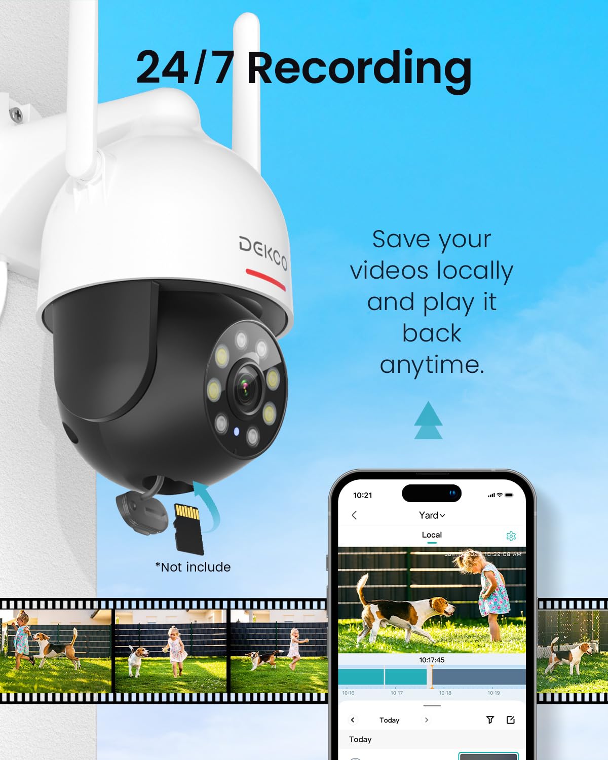DEKCO 2K Outdoor Security Camera with 360 Degree Pan-Tilt Motion Tracking, Home Camera Surveillance Exterieur, WiFi Camera, Full Color Night Vision Sound-Light Alarm, 2-Way Audio, Waterproof 🍁 All In One Marketplace Canada