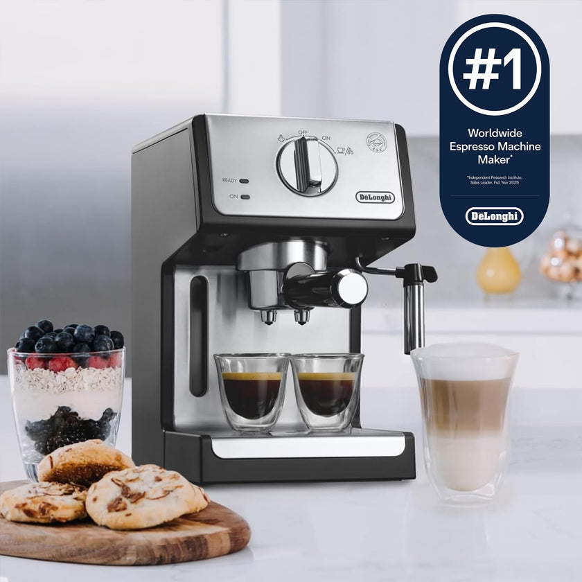 De'Longhi 15-Bar Pump Espresso Machine with Milk Frother & Temperature Control - Compact Home Barista Coffee Maker for Espresso, Latte, Cappuccino & Iced Coffee, Easy to Clean Design 🍁 All In One Marketplace Canada