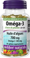 Webber Naturals Plant-Based Omega-3, 60 Softgels, Fish-Free Source of Omega-3, From Sustainably Cultivated Algae, Vegan 🍁 All In One Marketplace Canada
