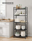 SONGMICS 5-Tier Metal Storage Rack, Shelving Unit with X Side Frames, Dense Mesh, 12.6 x 23.6 x 57.3 Inches, for Entryway, Kitchen, Living Room, Bathroom, Industrial Style, Ink Black UBSC165B01 🍁 All In One Marketplace Canada