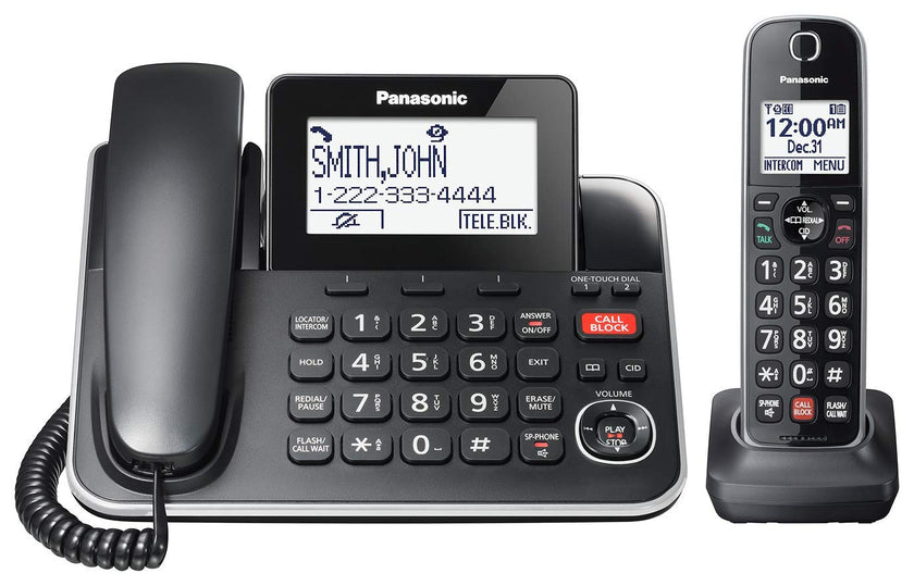 Panasonic DECT 6.0 2-in-1 Corded/Cordless Phone with Answering Machine, Advanced Call Block (1,000 Numbers), and Talking Caller ID - 1 Cordless Handset - KX-TGF870CB, Black 🍁 All In One Marketplace Canada