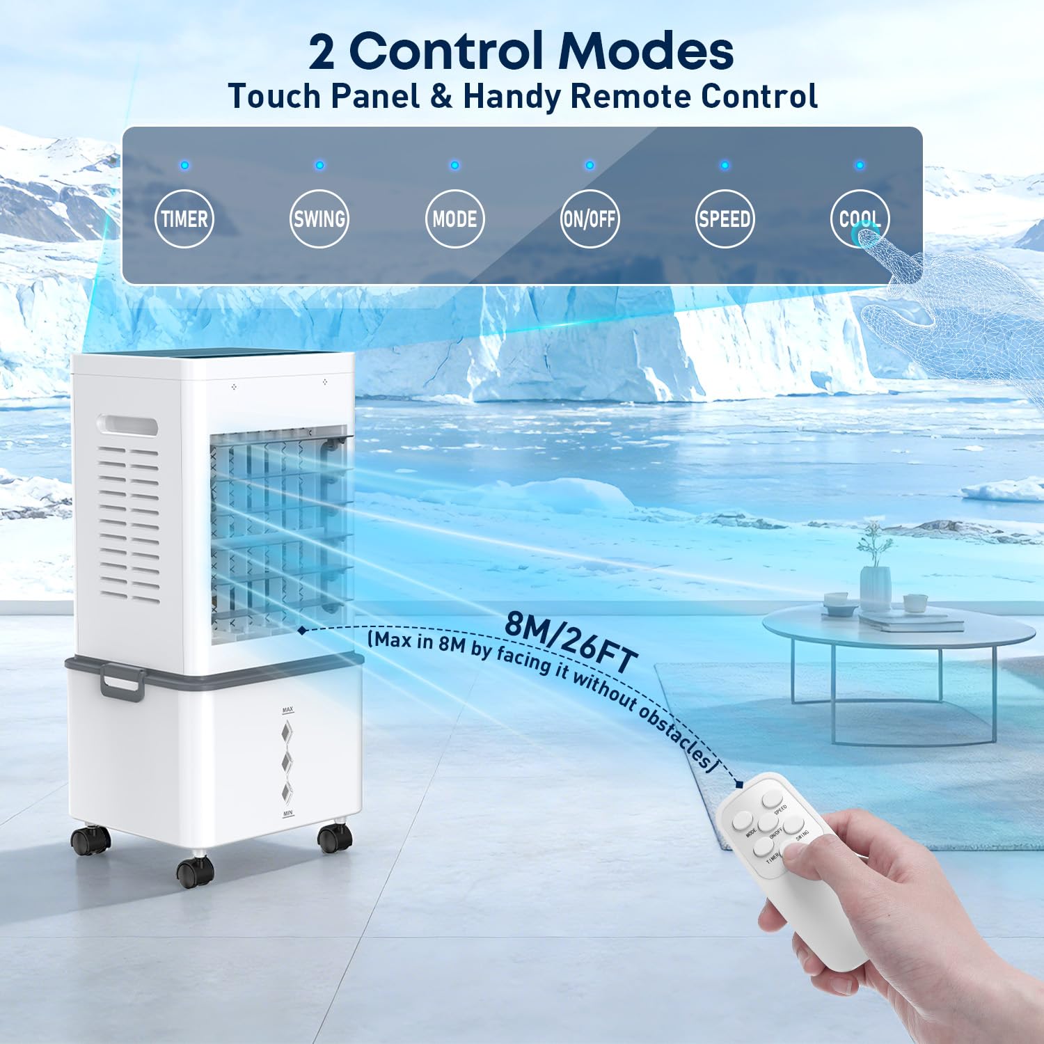 Portable Air Conditioner 8000 BTU, Windowless Air Conditioner with 6 Speeds 2 Modes, 12L Large Water Tank, 24H Timer & Remote Control, Energy Efficient Cooling Fan for Bedroom Home Office (Grey) 🍁 All In One Marketplace Canada