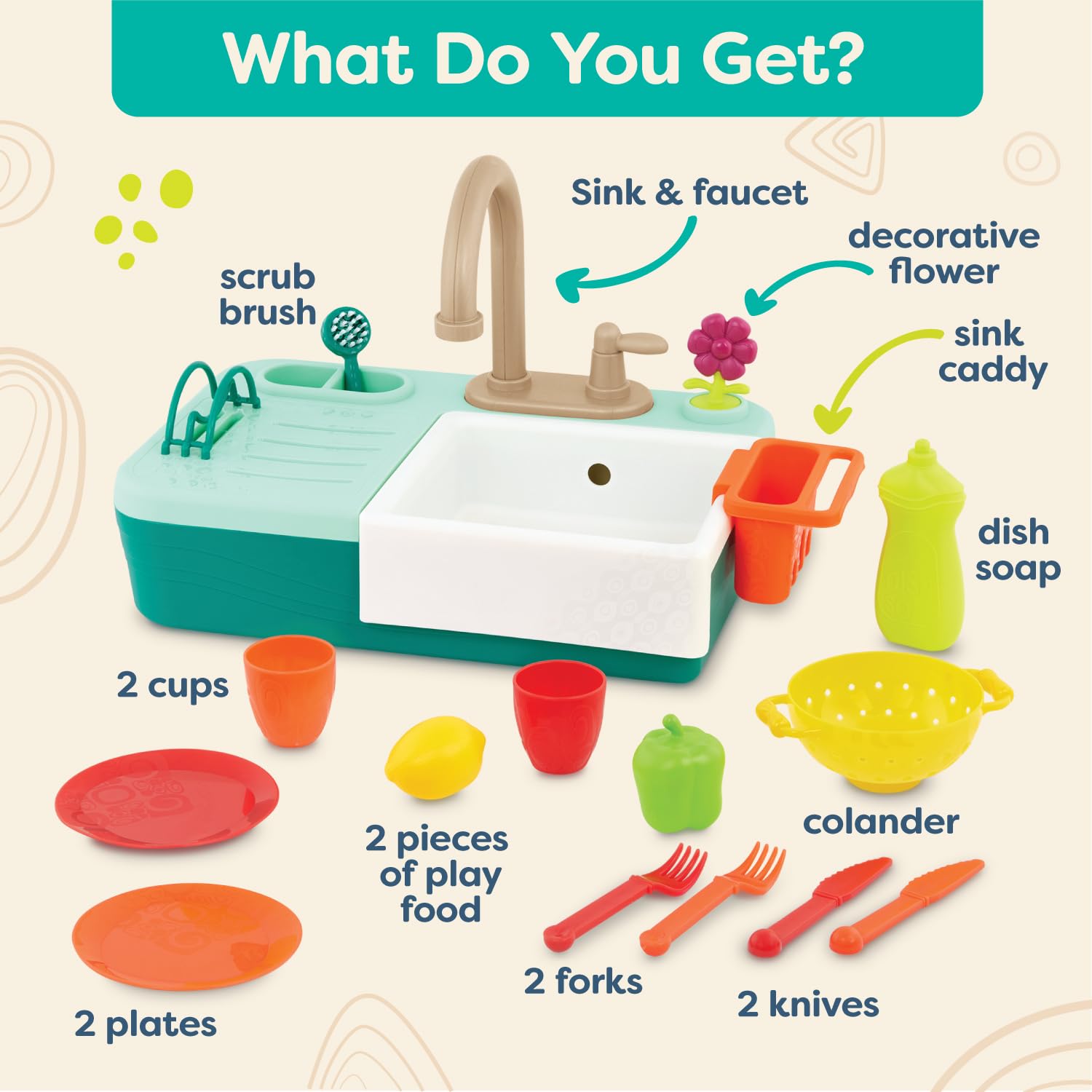 B. toys Play Sink, Splash-n-Scrub Sink with Running Water Faucet 🍁 All In One Marketplace Canada