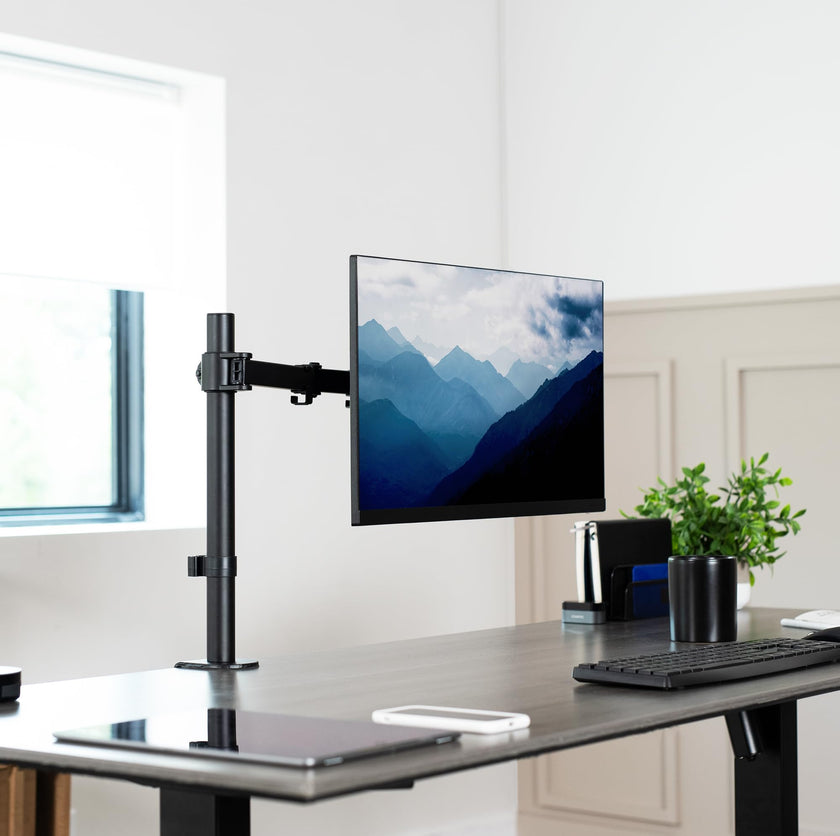 VIVO Single Monitor Arm Desk Mount, Holds Screens up to 32 inch Regular and 38 inch Ultrawide, Fully Adjustable Stand with C-Clamp and Grommet Base, VESA 75x75mm or 100x100mm, Black, STAND-V001 🍁 All In One Marketplace Canada