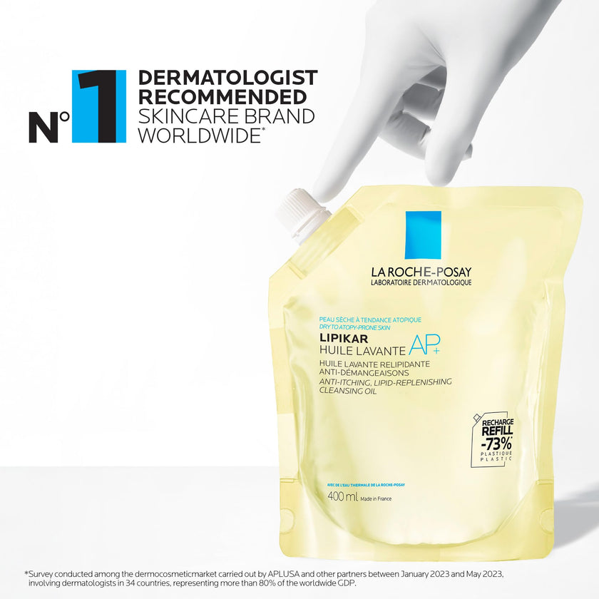 La Roche Posay Cleansing Body Oil Refill, Lipikar Oil AP+ Soap-Free Face & Body Shower Oil for Very Dry, Sensitive Skin with Shea Butter & Niacinamide, Alcohol Free, Hypoallergenic Fragrance, 400mL 🍁 All In One Marketplace Canada