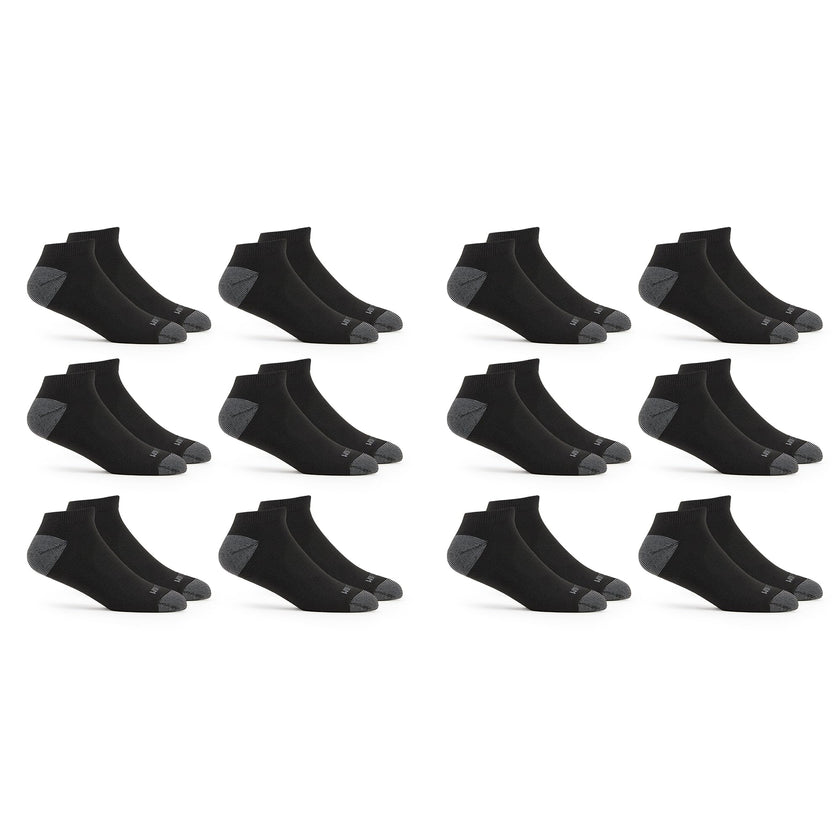 Fruit of the Loom Men's Dual Defense Low Cut Cushioned Moisture Wicking Socks (12 Pack), Black, Medium (6-12) 🍁 All In One Marketplace Canada