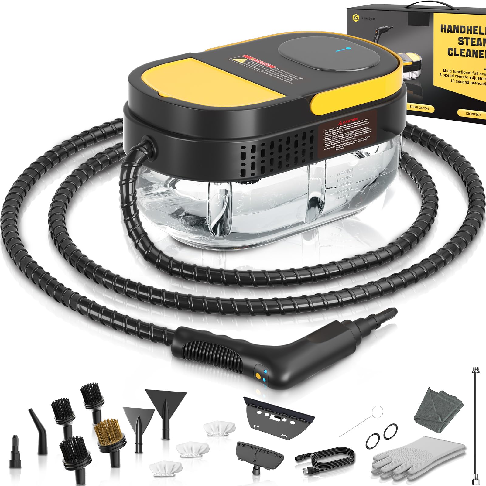 Gautye Steam Cleaner, 3 Level Adjustable Handle with 15 Accessories 🍁 All In One Marketplace Canada
