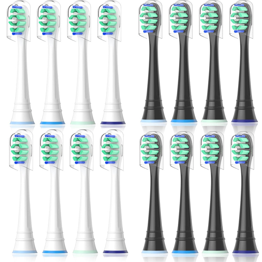 Toothbrush Head Compatible with Philips Sonicare Electric Toothbrush, Replacement Brush Heads for Phillips Sonicare 4100 5100 6100 9900 C2 W3 and More Click-on Handles (8white+8black) 🍁 All In One Marketplace Canada