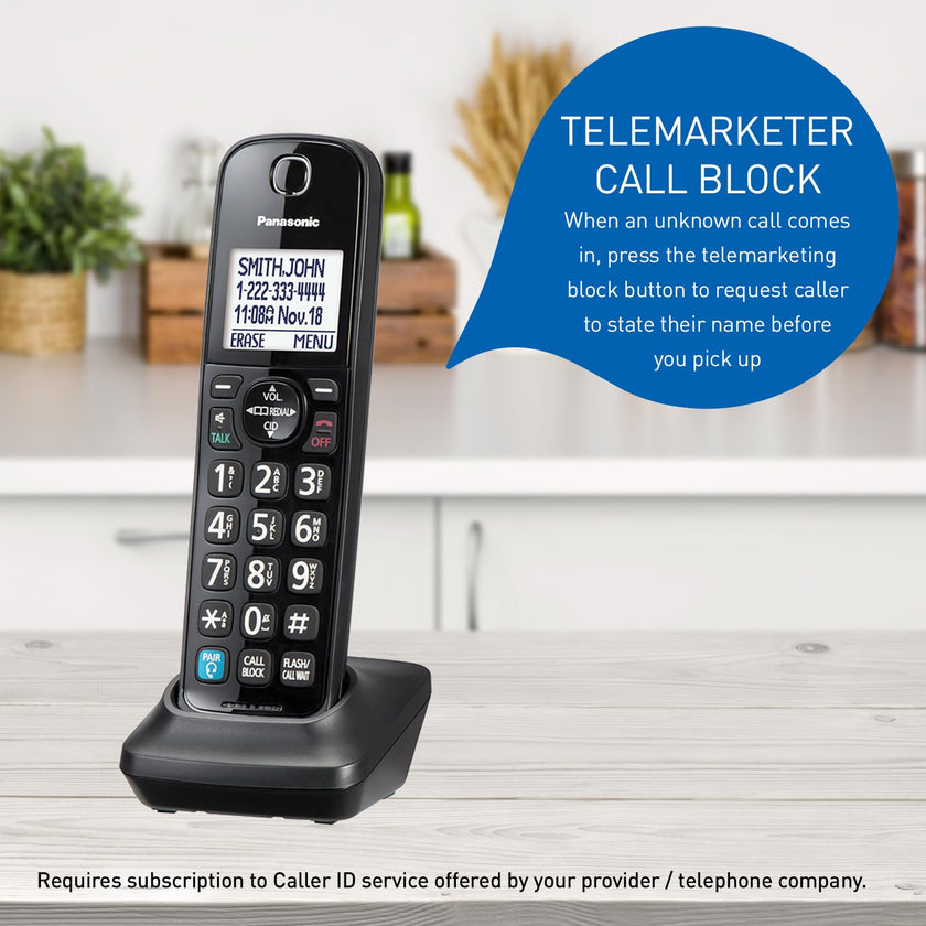 Panasonic Expandable Corded Phone System, Bluetooth Pairing for Wireless Headphones and Hearing Aids, Smart Call Block, Bilingual Talking Caller ID, 2 Handsets - KXTGF892B (Black) 🍁 All In One Marketplace Canada