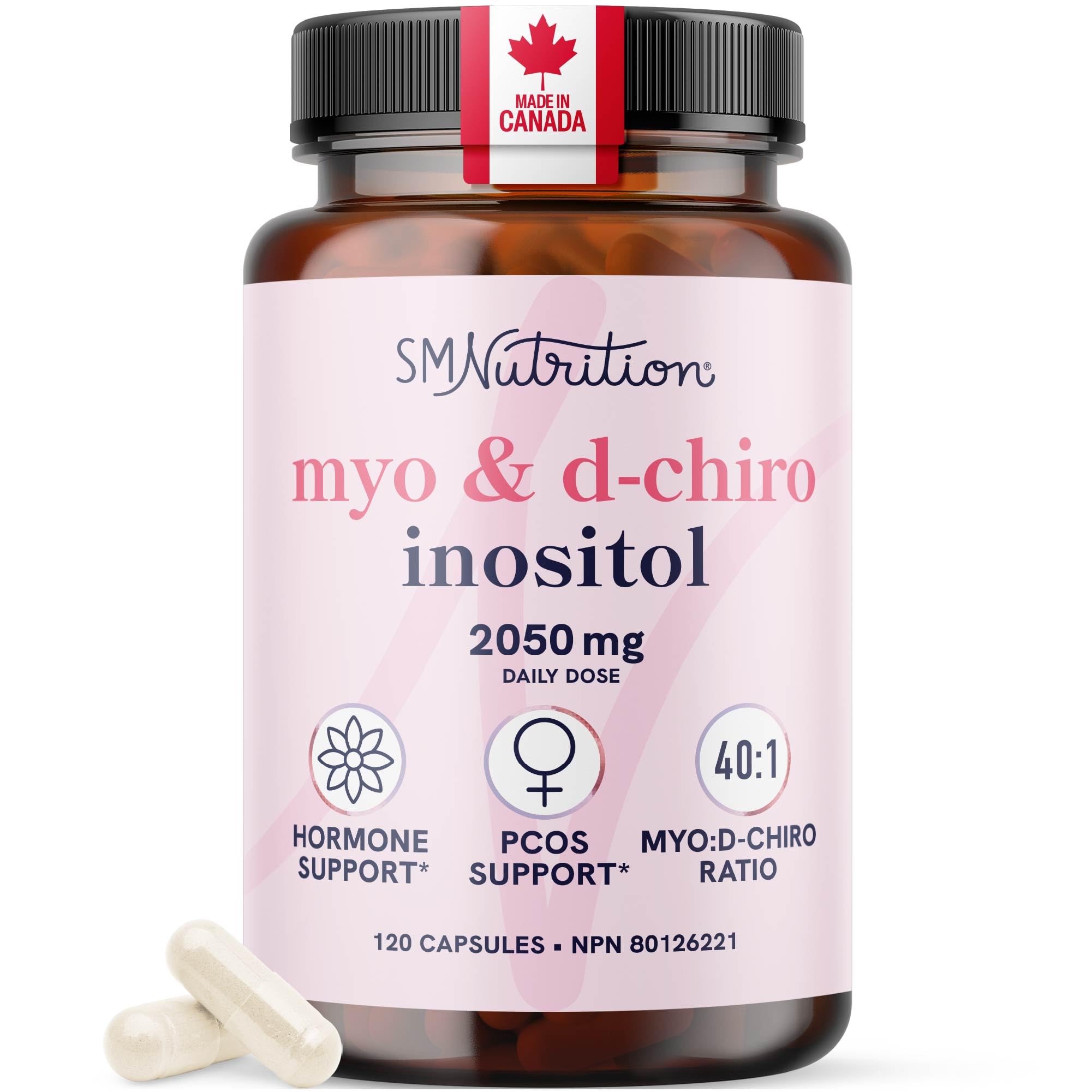 Inositol | Hormone Balance for Women | Myo-Inositol & D-Chiro | Ideal 40:1 Ratio | Myoinositol 2000mg, D Chiro 50mg | Regulate Menstrual Cycle & Support Ovarian Health | 120 Ct (1 Month Supply) 🍁 All In One Marketplace Canada