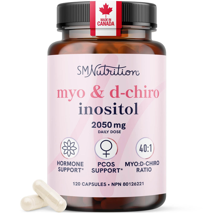 Inositol | Hormone Balance for Women | Myo-Inositol & D-Chiro | Ideal 40:1 Ratio | Myoinositol 2000mg, D Chiro 50mg | Regulate Menstrual Cycle & Support Ovarian Health | 120 Ct (1 Month Supply) 🍁 All In One Marketplace Canada