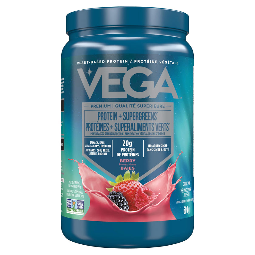 Vega Protein and Greens Berry (21 Servings) Plant Based Protein Powder Plus Veggies, Vegan, Non GMO, Pea Protein For Women and Men, 609g (Packaging May Vary) 🍁 All In One Marketplace Canada