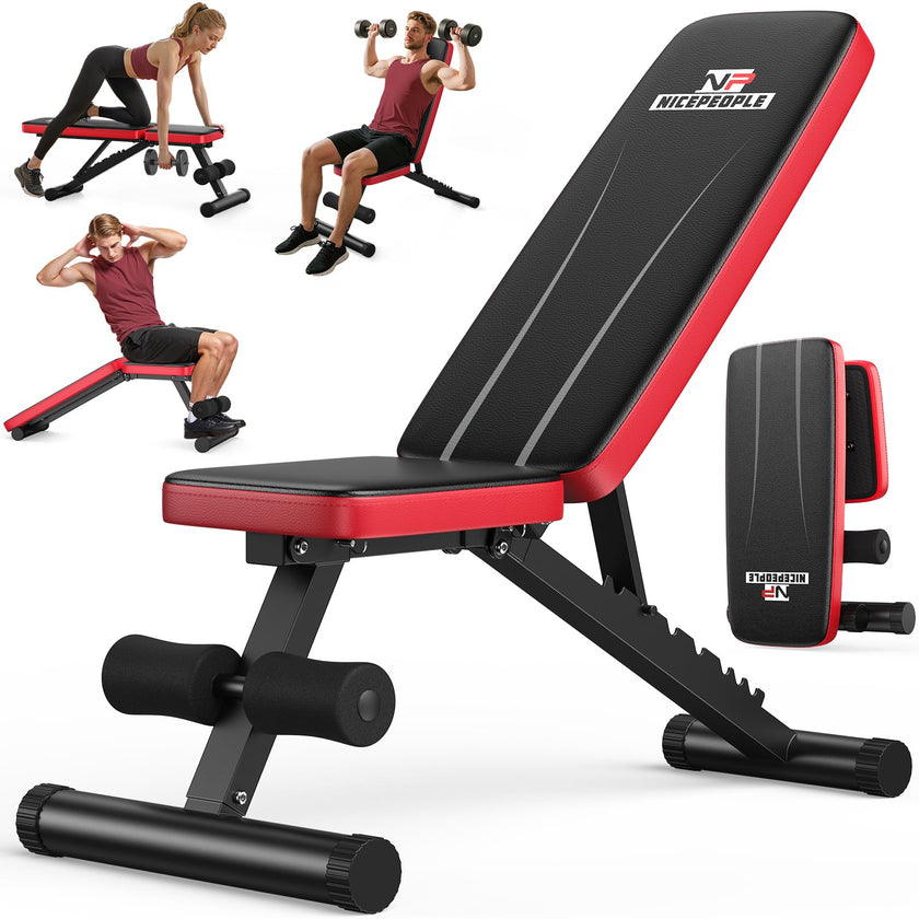 NICEPEOPLE Foldable Basic Weight Bench for Home Gym, Workout Bench with 8 Backrests, 660LBS Weight Capacity Adjustable Bench 🍁 All In One Marketplace Canada