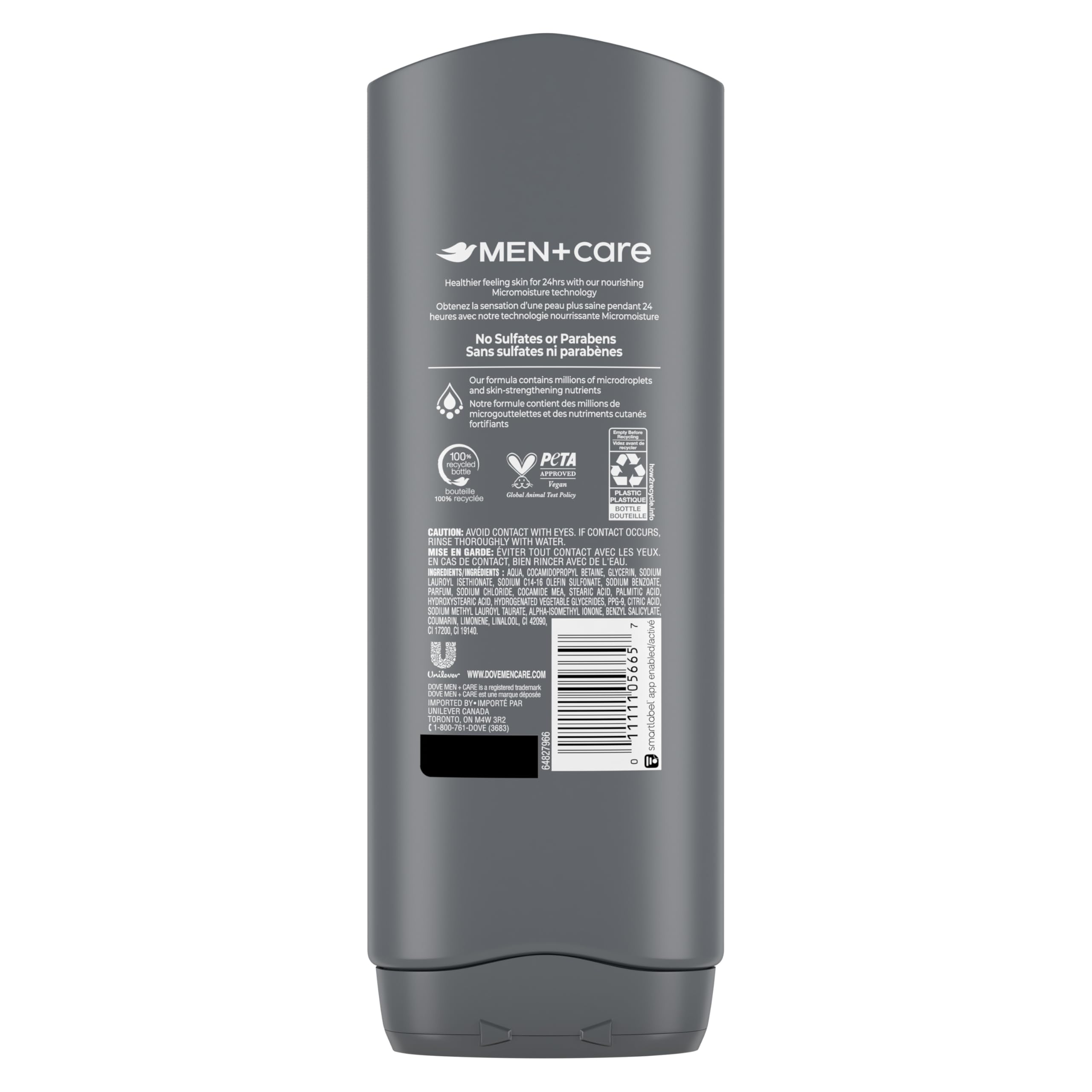 Dove Men+Care Body and Face Wash with 24-hour Nourishing Micromoisture, Clean Comfort, Men's Body Wash, 532mL, Pack of 4 🍁 All In One Marketplace Canada