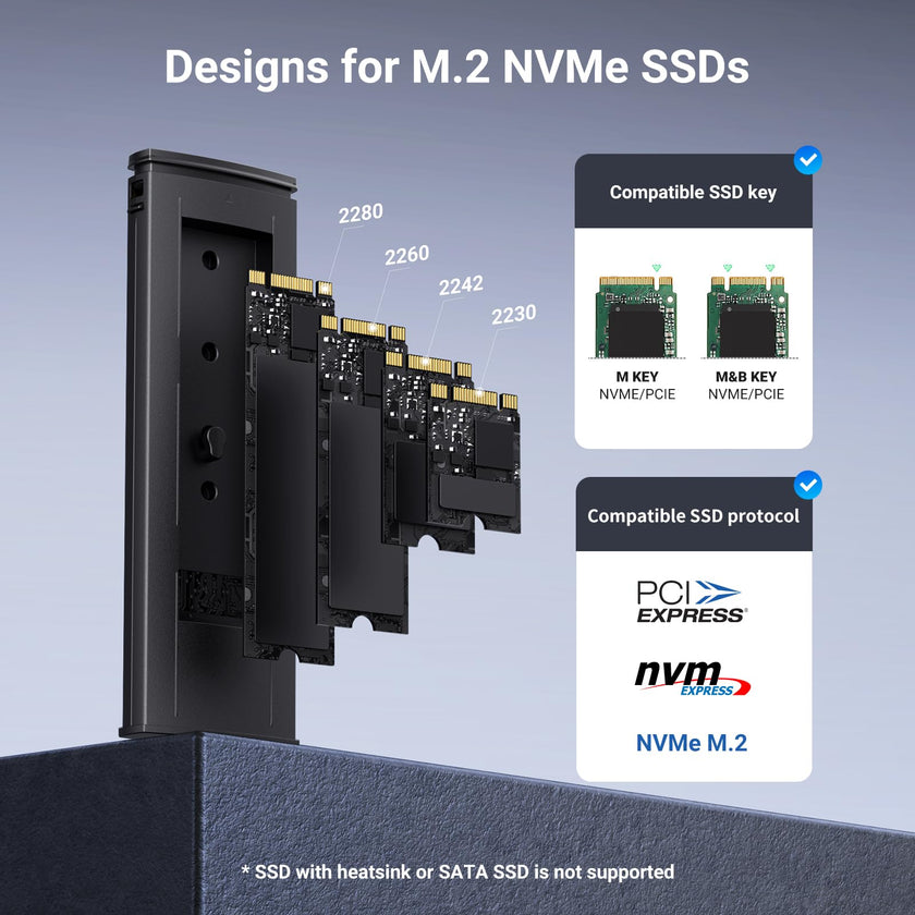 UGREEN M.2 NVMe Enclosure, USB 3.2 Gen2 10Gbps Case for NVMe PCIe M-Key(M+B Key), External SSD Adapter Support UASP Trim for 2280 2260 2242 2230 with 2 Cables, Aluminum Shell Heatsink 🍁 All In One Marketplace Canada