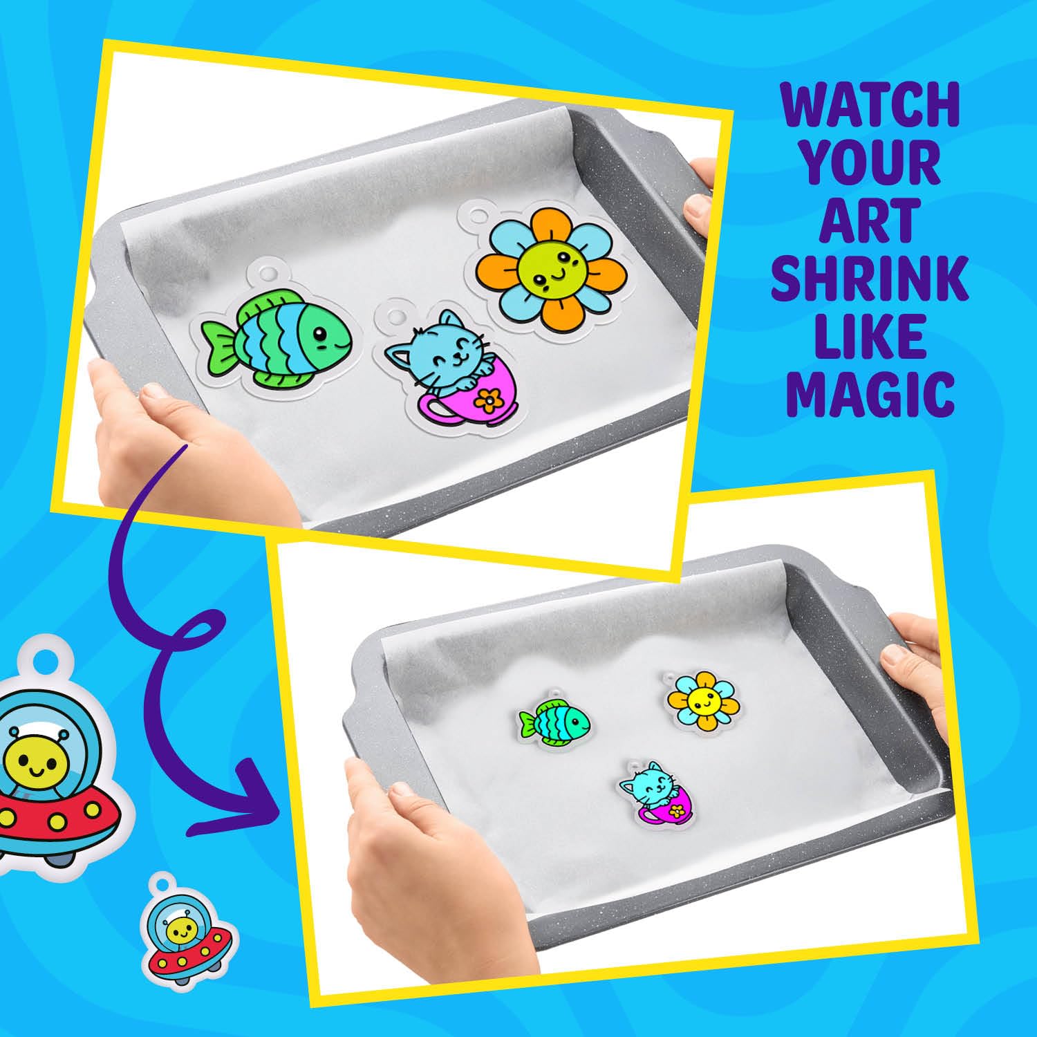 Dan&Darci Shrink Art Craft Kit for Girls and Boys Ages 6-12 - Shrink Magic Charm Making Kit with 30 Pre-Cut Shrink Plastic Templates - Kids Craft Birthday Gift for 7 8 9 10 Year Olds 🍁 All In One Marketplace Canada