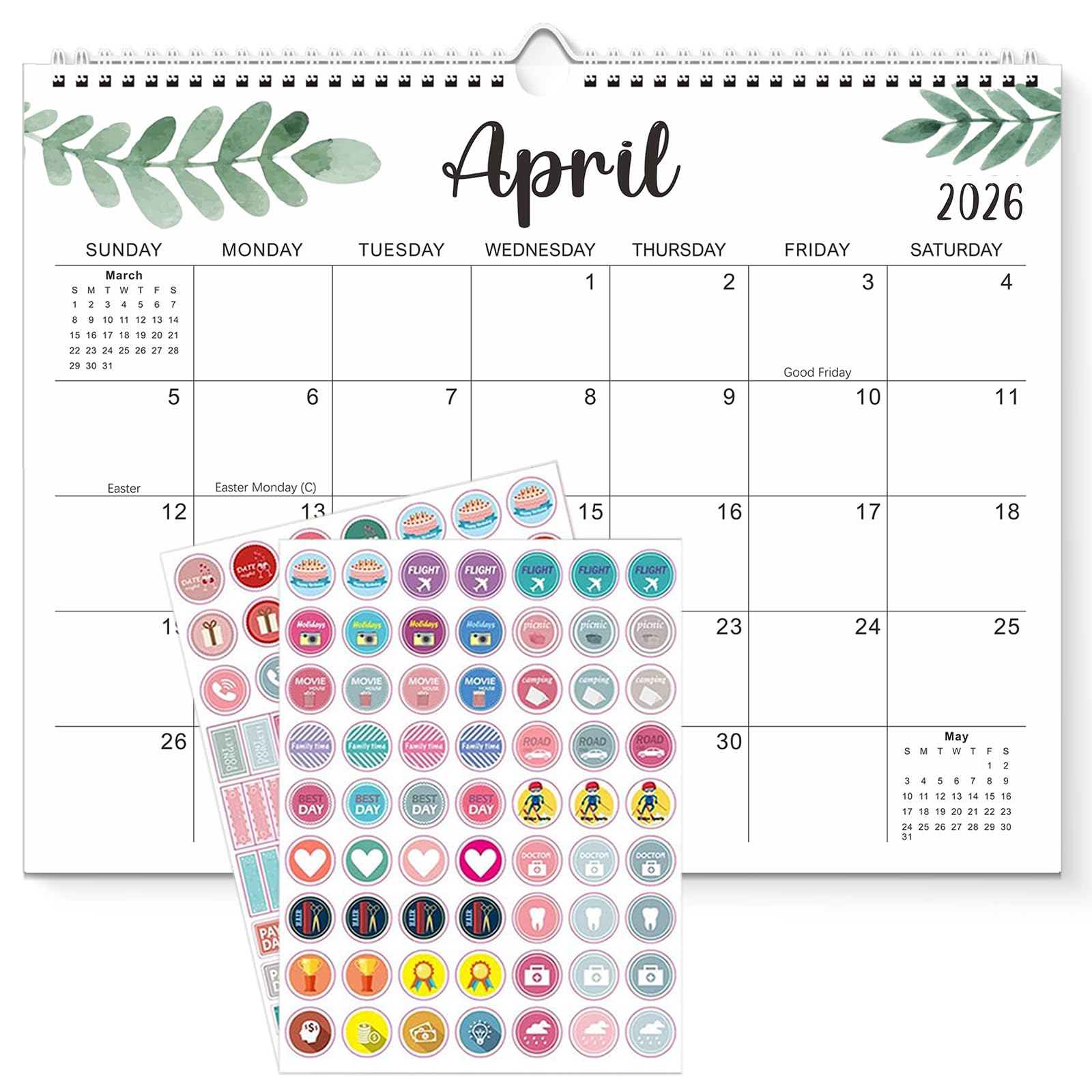 Wall Calendar 2026-2027, 15X12 inch Large Calendar Family Personl Organizer, 21 Months Runs from April 2026 through December 2027, Perfect for Organizing for Office Home (Leaf) 🍁 All In One Marketplace Canada