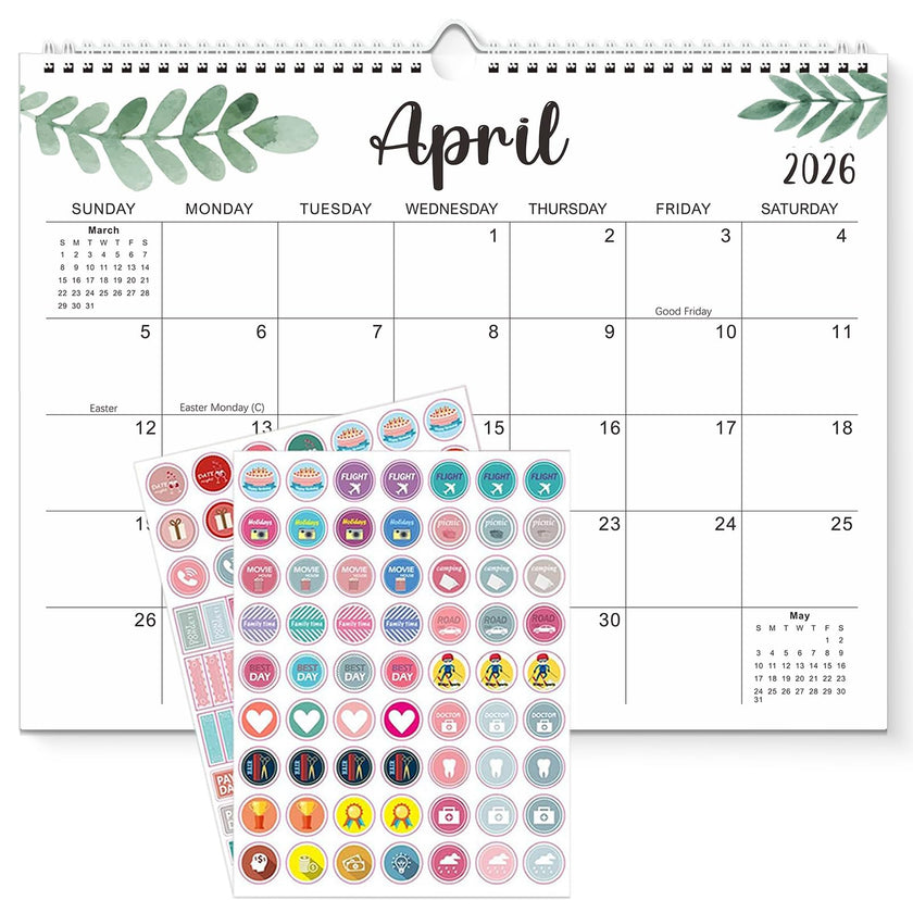 Wall Calendar 2026-2027, 15X12 inch Large Calendar Family Personl Organizer, 21 Months Runs from April 2026 through December 2027, Perfect for Organizing for Office Home (Leaf) 🍁 All In One Marketplace Canada