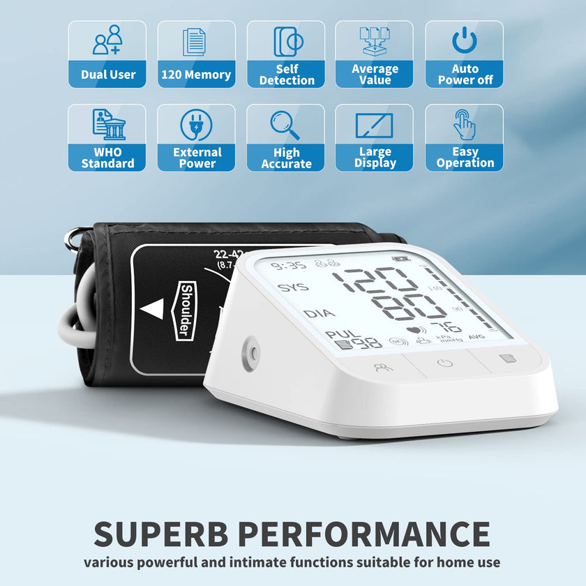 Blood Pressure Monitor Blood Pressure Machine Automatic Upper Arm Adjustable Cuff with Large Backlit Display, 2 * 99 Memory Blood Pressure Monitors for Home Use with Storage Bag 🍁 All In One Marketplace Canada