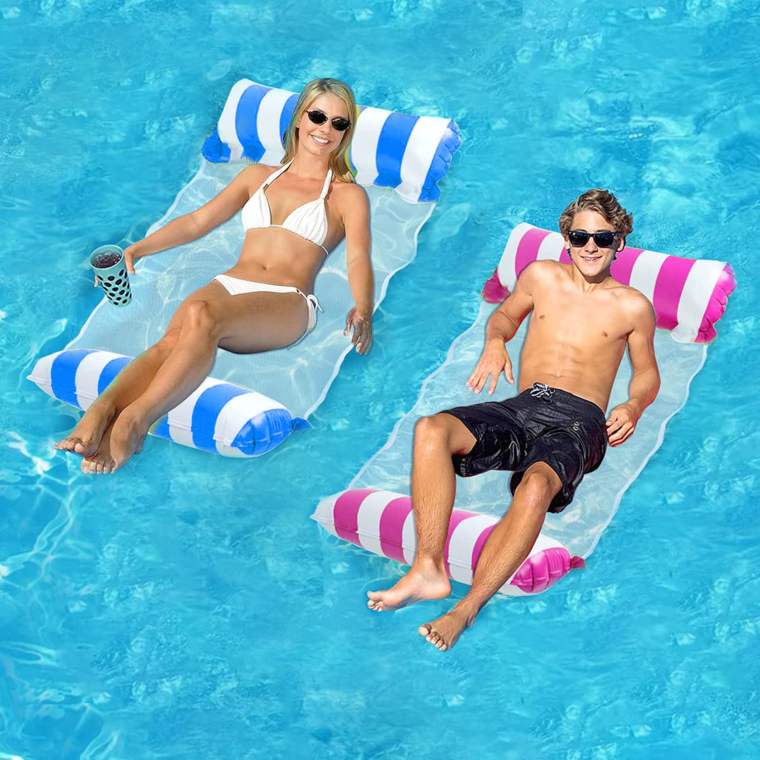 FUNNYTA 2 Pack Water Hammock, 4-in-1 Multi-Portable Water Pool Float Hammock (Saddle, Lounge Chair, Hammock and Drifter) for Adults, Suitable for Travel, Family and Recreation 🍁 All In One Marketplace Canada