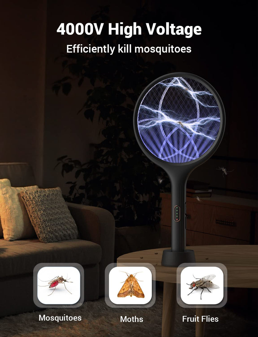 YISSVIC Bug Zapper Racket Electric Fly Swatter Fly Zapper Indoor Outdoor Rechargeable (Black-2 Piece) 🍁 All In One Marketplace Canada