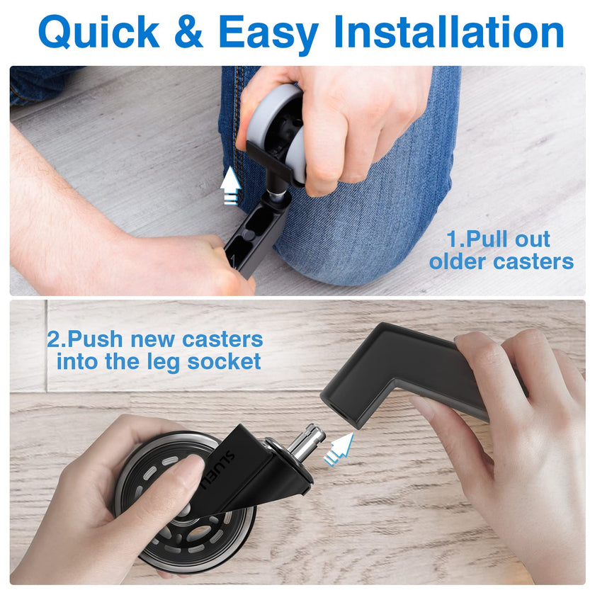 Office Chair Caster Wheels Replacement Rubber Chair Casters (Set of 5), 3 Inch Heavy-Duty Office Chair casters for Hardwood Floors Carpet and Tile Floors Universal fit 🍁 All In One Marketplace Canada