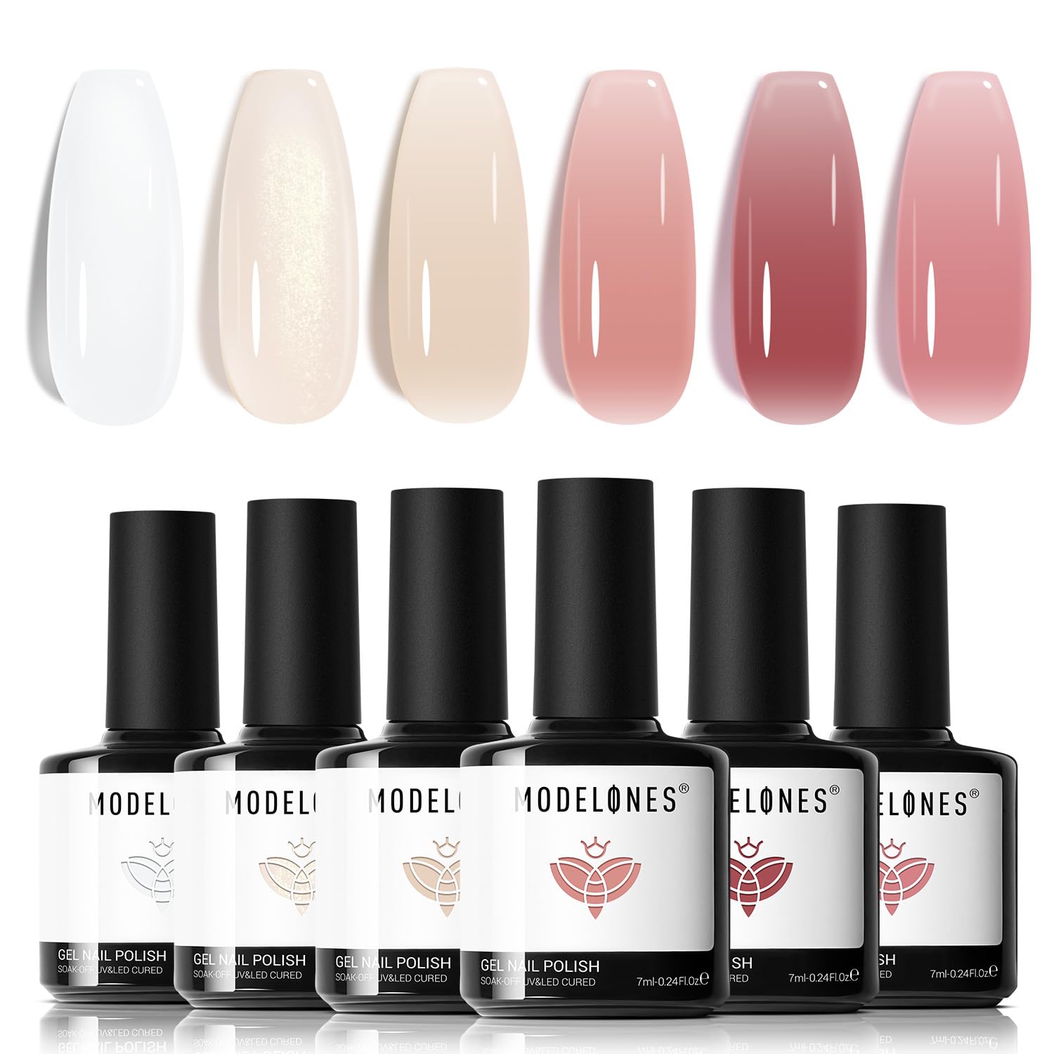 Modelones Jelly Gel Nail Polish 6 Colors Nude Gel Polish Milky White Neutral Nail Gel Polish Shimmery Glitter Translucent Nail Art Gel Kit Soak off Gel Manicure DIY Salon Nail Gift 🍁 All In One Marketplace Canada