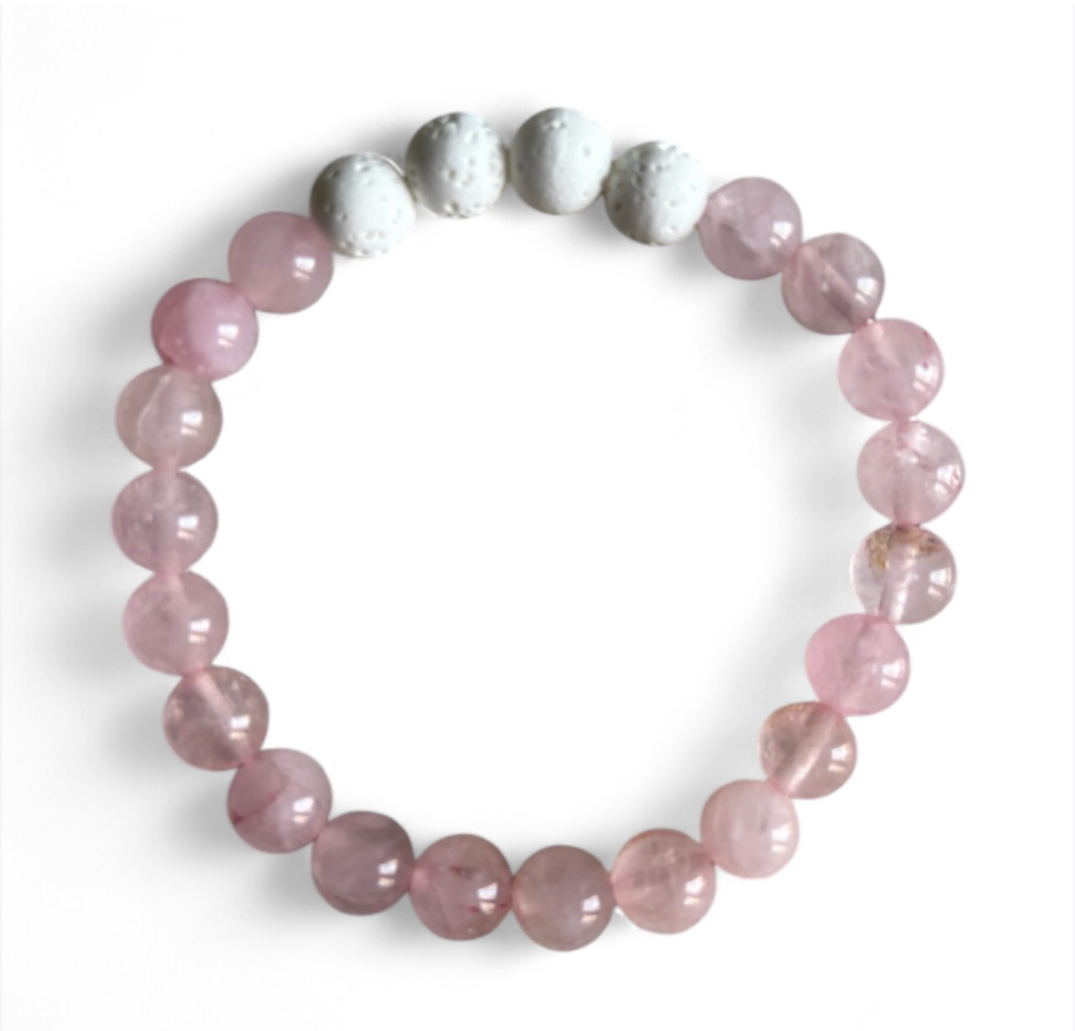 Handcrafted Rose Quartz Diffuser Bracelet for Aromatherapy & Healing