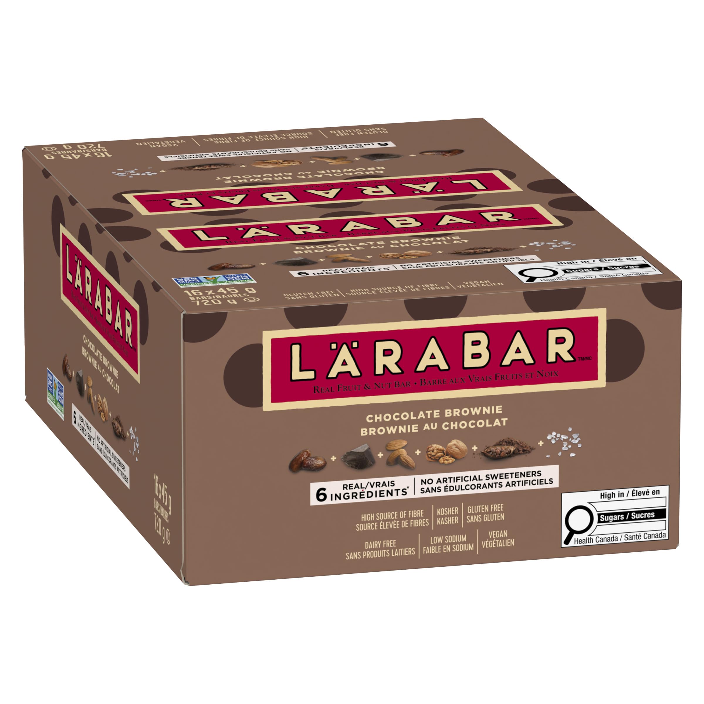 LÄRABAR Chocolate Brownie, Fruit and Nut Energy Bar, Pack of 16 Bars, Gluten Free, Vegan, Family Pack, Snack Bars, 720 Grams Package 🍁 All In One Marketplace Canada