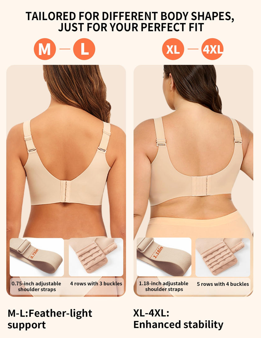 PoseFree Jelly Bras for Women Full Coverage Full Support and Lift No Underwire Back Smoothing Bralette Everyday Bra (Nude,XL) 🍁 All In One Marketplace Canada