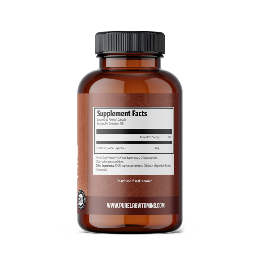 Pure Lab Vitamins Copper Glycinate 1mg - 150 Vegi-caps 🍁 All In One Marketplace Canada