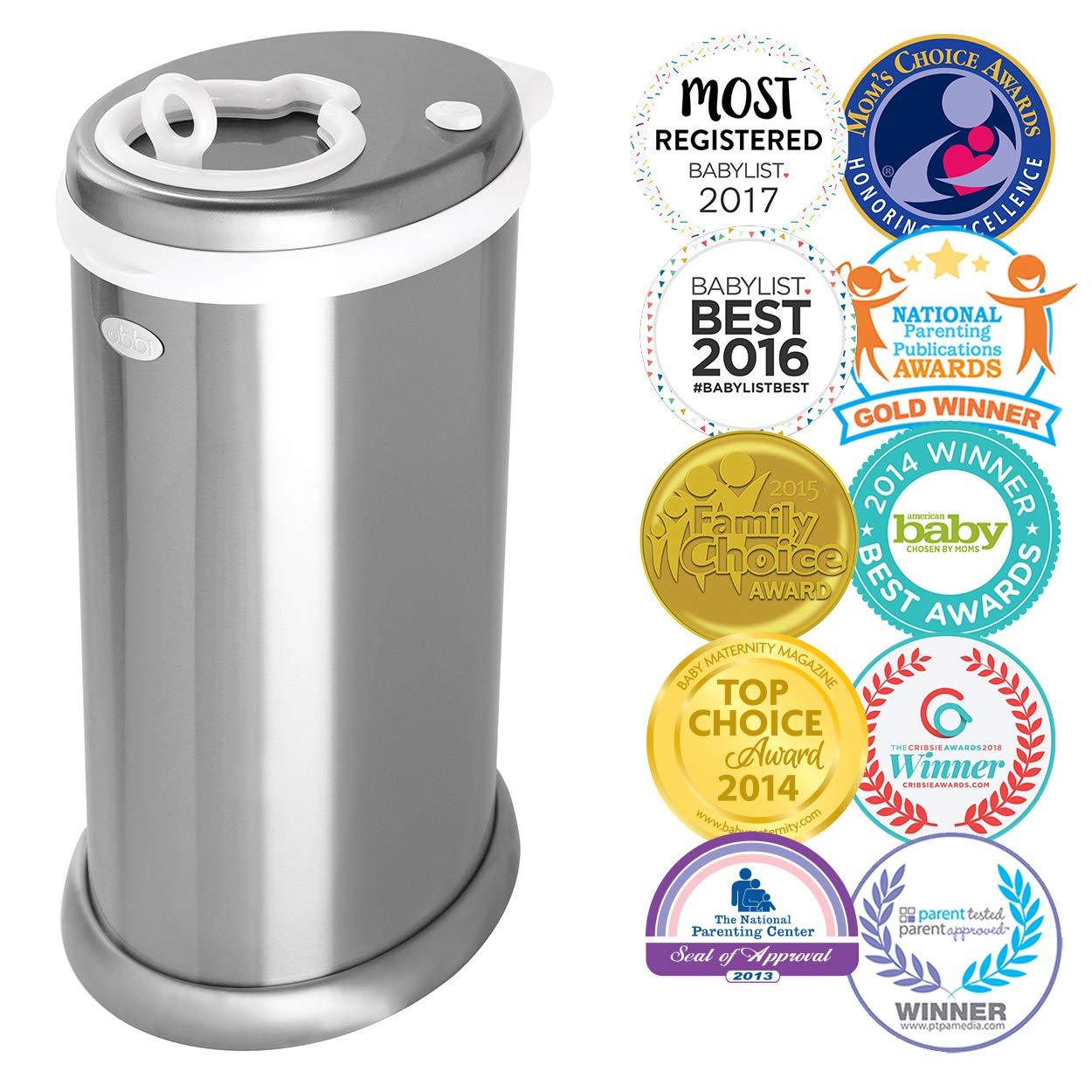Ubbi Limited Edition, Money Saving, No Special Bag Required, Steel Odor Locking Diaper Pail, Chrome, 3.18 ounces 🍁 All In One Marketplace Canada