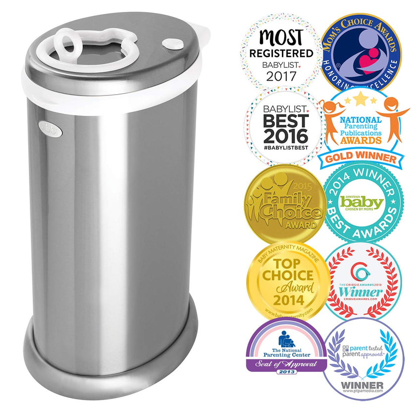 Ubbi Limited Edition, Money Saving, No Special Bag Required, Steel Odor Locking Diaper Pail, Chrome, 3.18 ounces 🍁 All In One Marketplace Canada