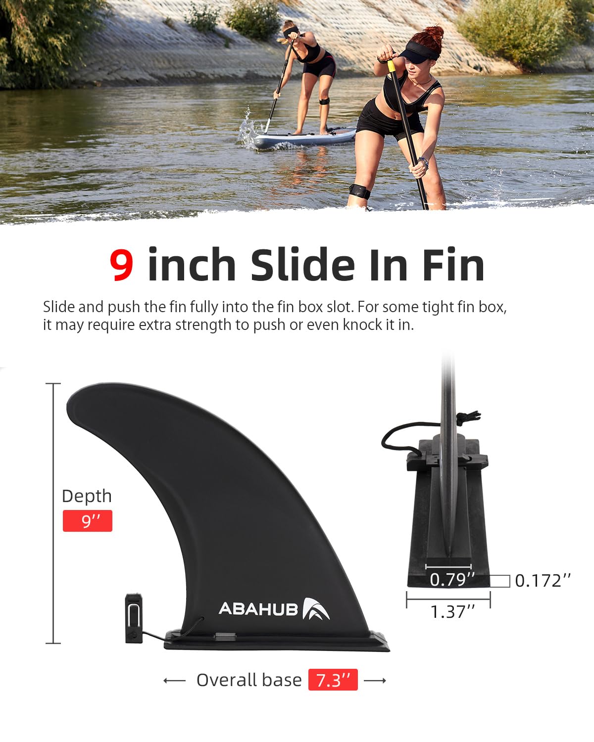 Abahub 9'' SUP Fin Inflatable Paddle Board Replacement Fins, Quick Release Slide in Detachable Center Fin for iSUP Stand UP Paddleboard Inflatable Boards 9 Inch 1 Pack Black 🍁 All In One Marketplace Canada