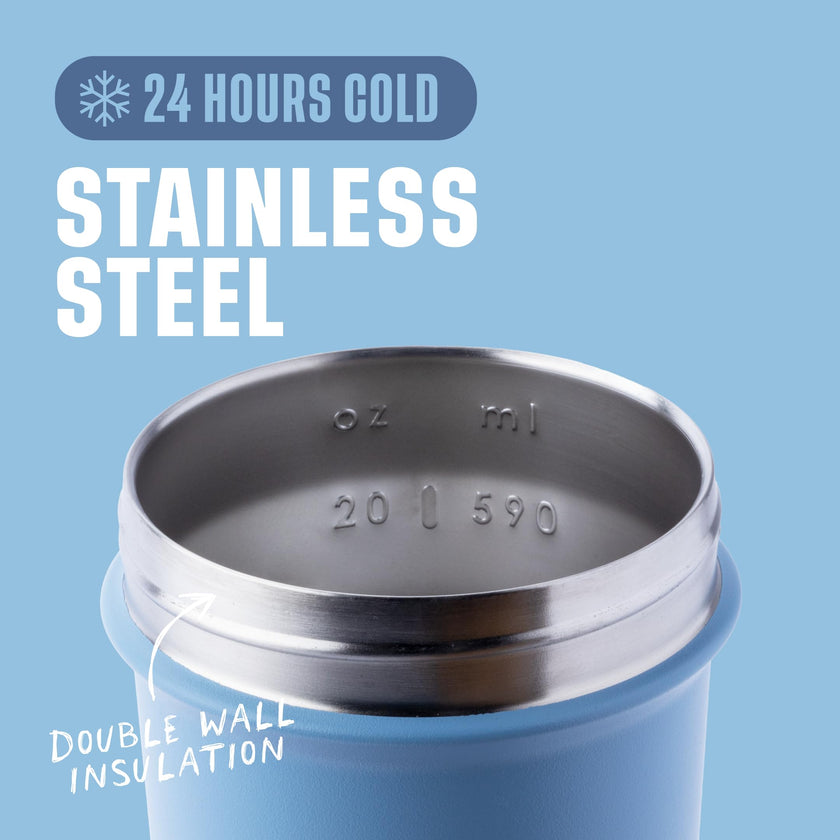 BlenderBottle Strada Sleek Shaker Cup Insulated Stainless Steel Water Bottle with Wire Whisk, 25-Ounce, Dusty Blue 🍁 All In One Marketplace Canada