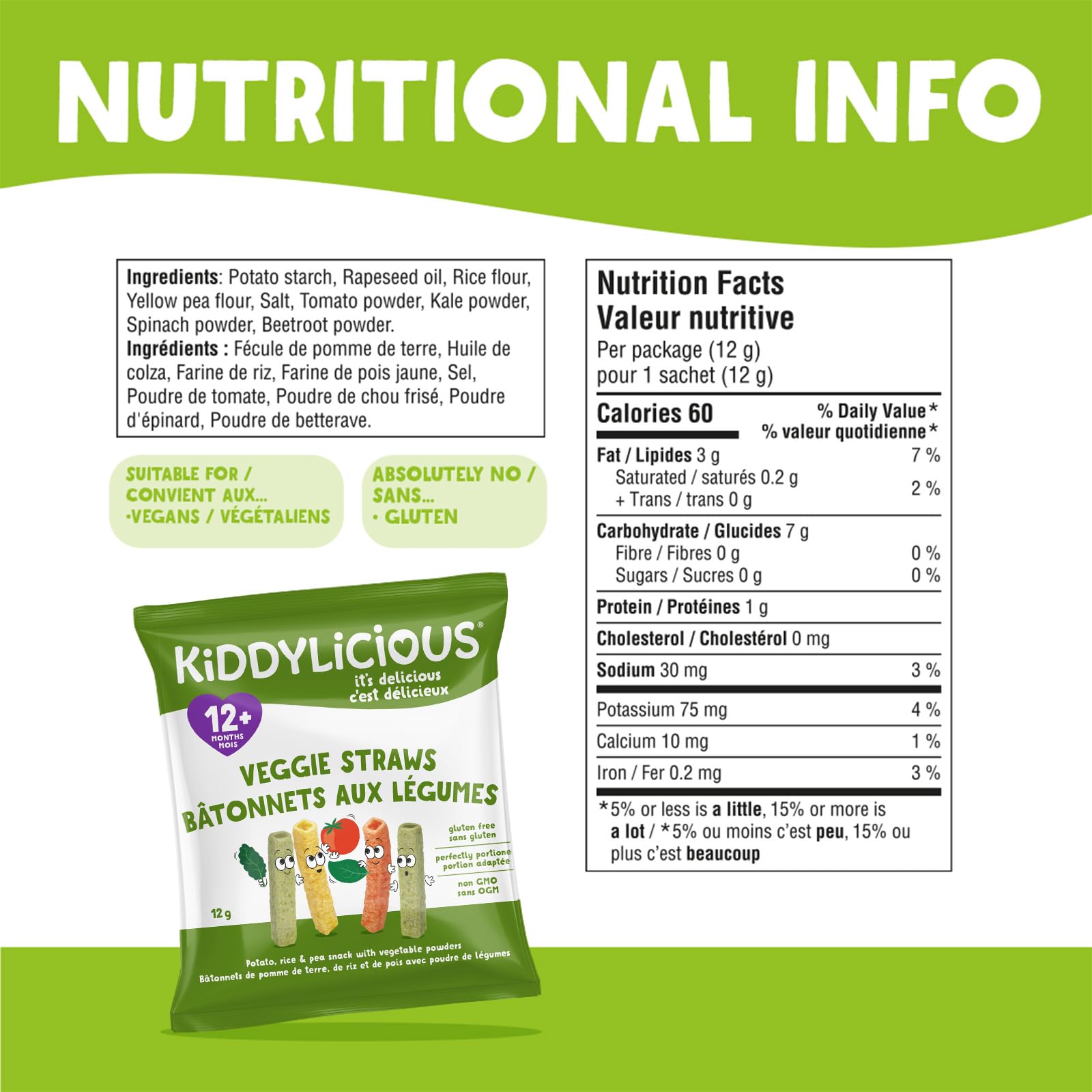 Kiddylicious Veggie Straws | 12+ Months | 9 Portions | 108g 🍁 All In One Marketplace Canada