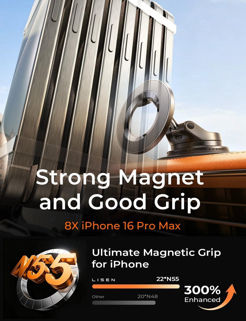 LISEN Car Phone Holder Car for Magsafe Magnetic Car Mount [2026 NEW Stable] Vacuum Magnetic Phone Holder Adjustable Cars Accessories Suction Dashboard Mount for iPhone 17 Pro Max 16 15 14 13 12 🍁 All In One Marketplace Canada