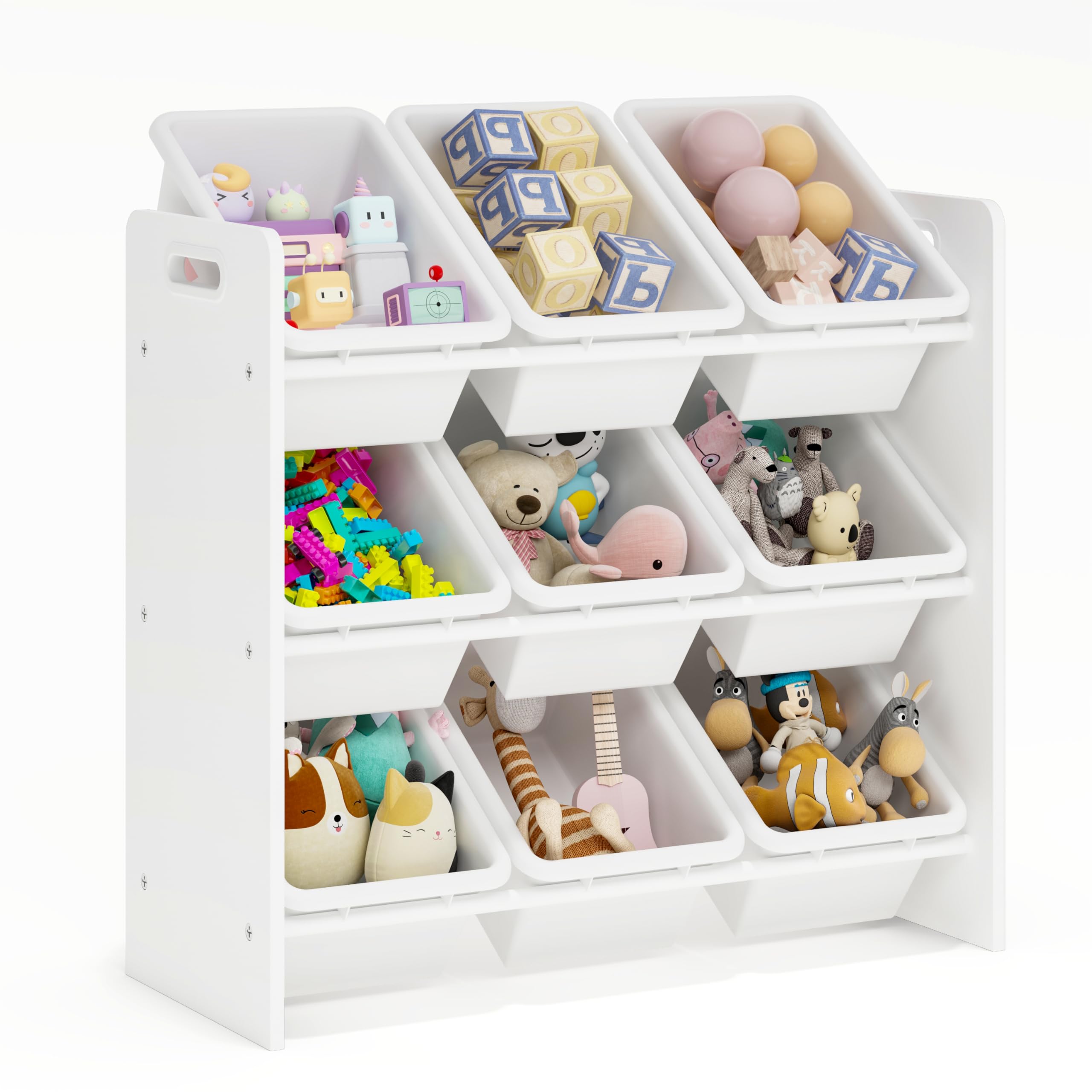 Lennox Furniture Toys Storage Organizer 9 Plastic Bins in White (JWTR-03006 white) 🍁 All In One Marketplace Canada