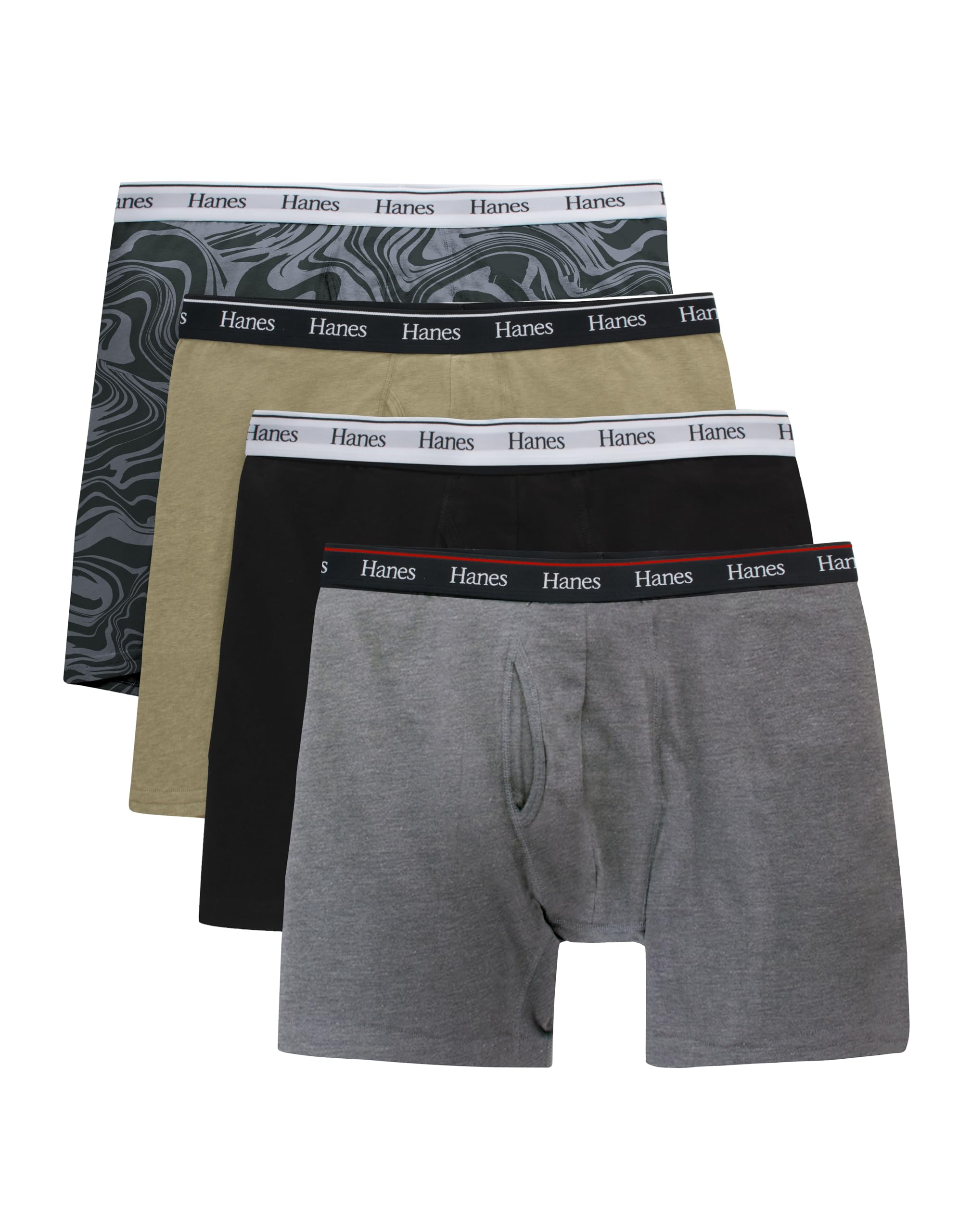 Hanes Originals Men's Boxer Briefs, Stretch Cotton Moisture-Wicking Underwear, Modern Fit Low Rise, Pack of 4, Grey/Black assortement, Size X Large 🍁 All In One Marketplace Canada