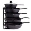 Heavy Duty Pan Organizer, 5 Tier Rack - Holds up to 50 LB - For Cast Iron Skillets, Griddles, Pots - Durable Steel Construction - Space Saving Kitchen Storage - No Assembly Required - Black 12.2-Inch 🍁 All In One Marketplace Canada