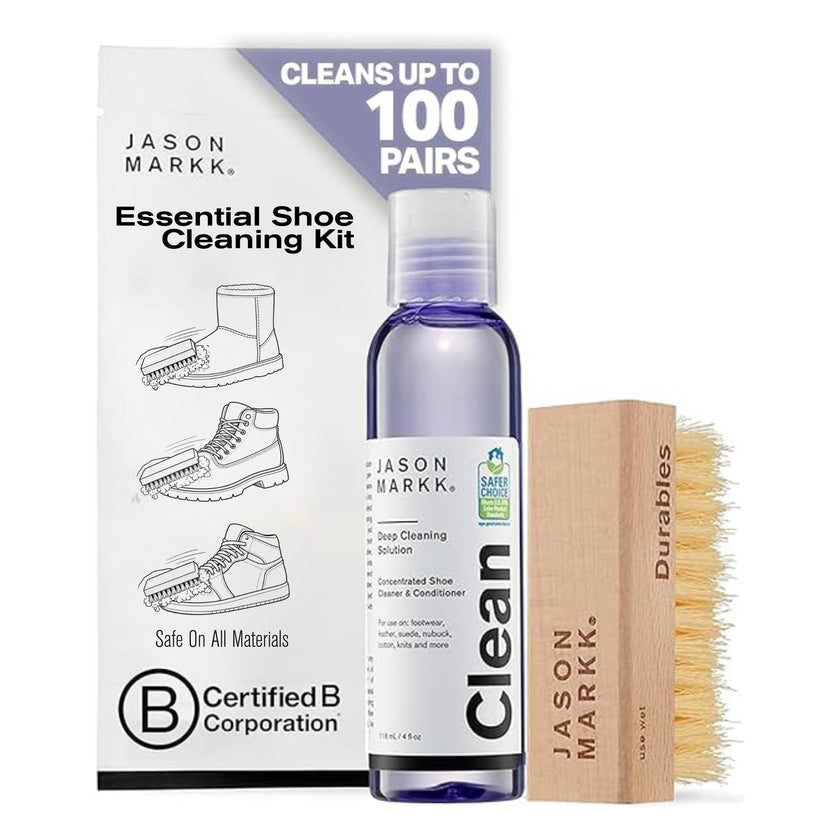 Shoe Cleaner Kit - Jason Markk Premium Shoe Cleaning Kit with Brush | Sneaker Cleaner for All Footwear | Removes Dirt & Stains on Leather, Suede, Canvas, Sneakers, UGGs | 4 oz Professional Formula 🍁 All In One Marketplace Canada