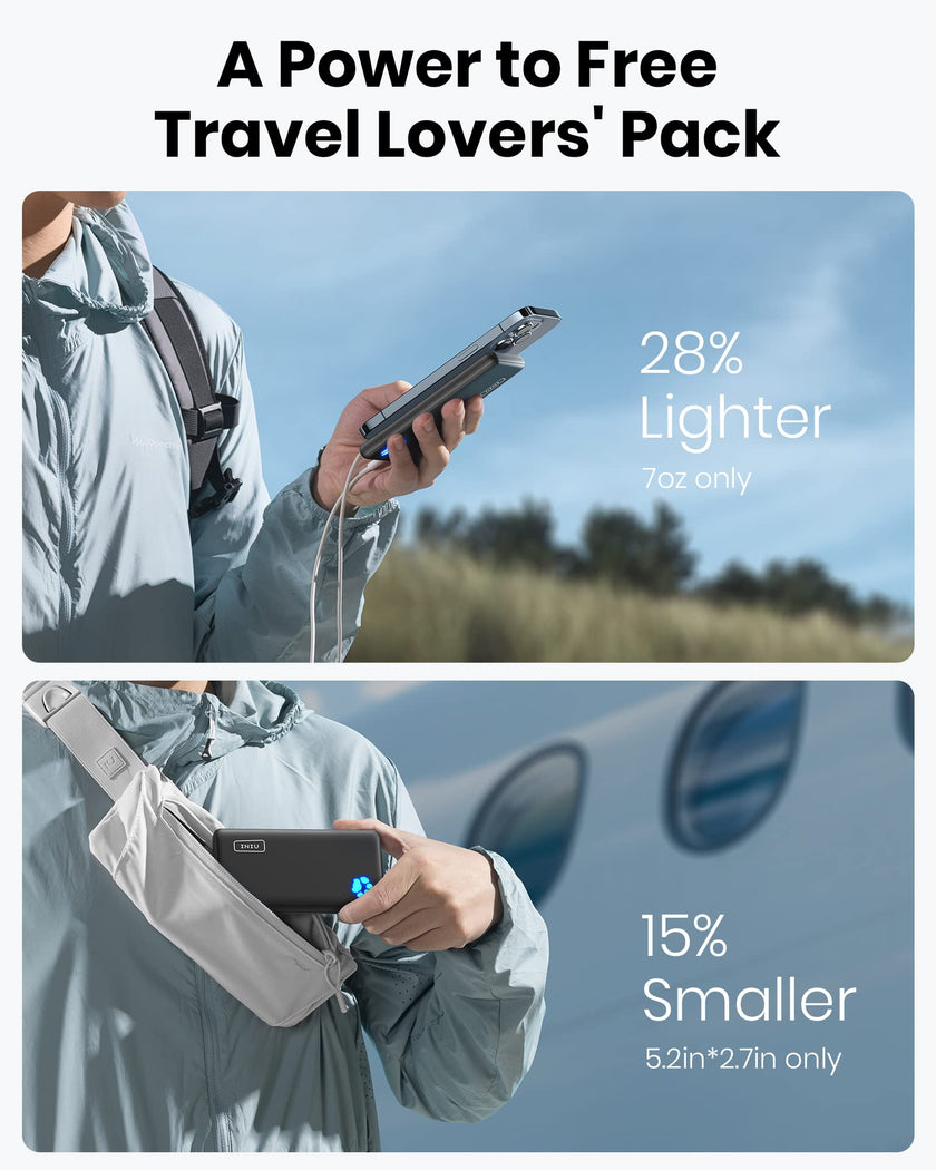 INIU Power Bank, Slimmest 10000mAh Portable Charger, Triple 3A High-Speed Charge External Battery Pack with Flashlight, USB C Phone Charger for iPhone 17 16 15 14 13 Samsung S22 Google LG iPad etc 🍁 All In One Marketplace Canada